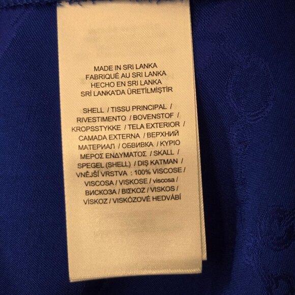 Ralph Lauren Satin Belting-Motif Jacquard Tie-Neck Shirt L Sapphire Star NWT - Picture 8 of 9